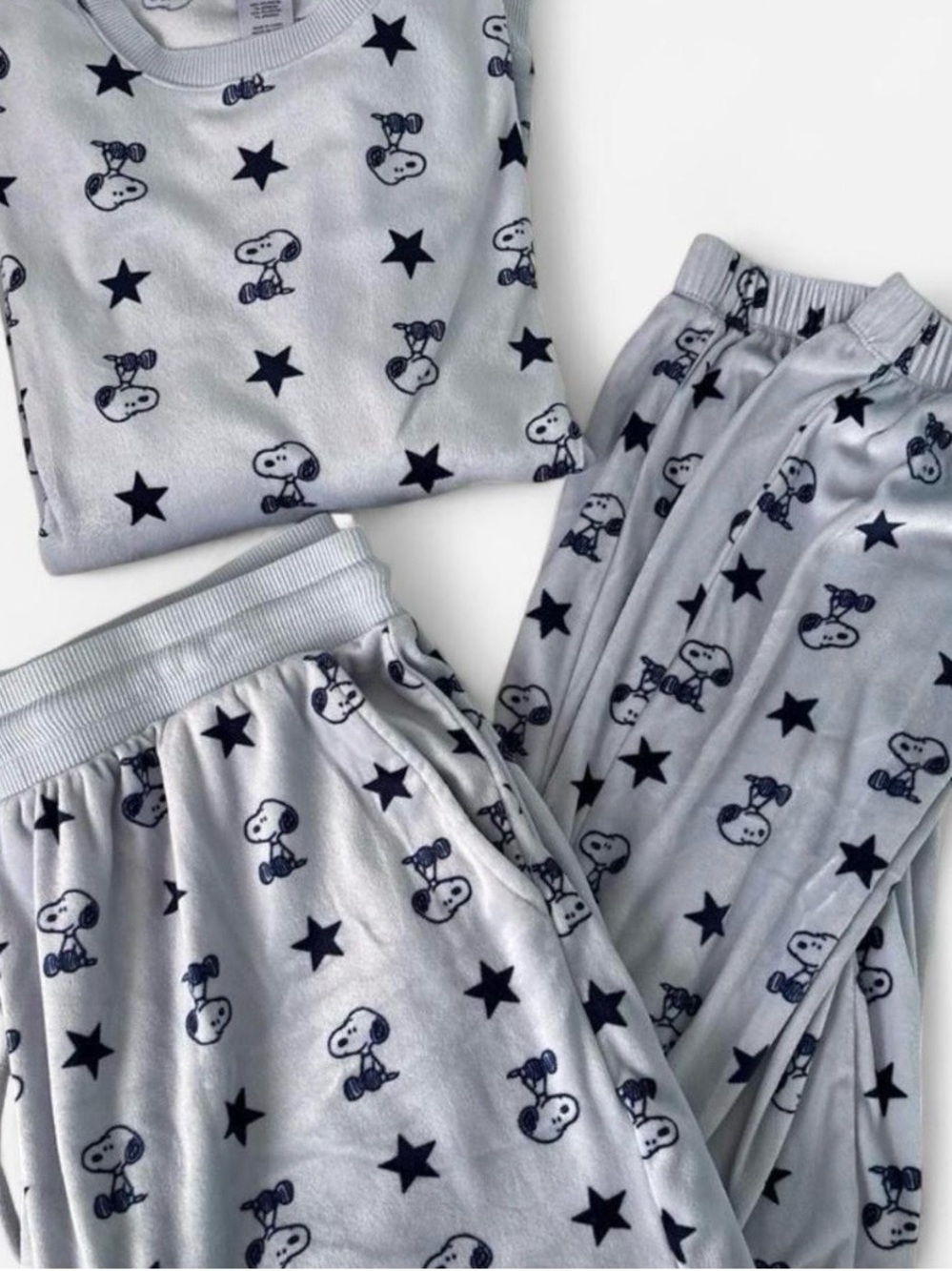 PEANUTS Women Light Blue and Navy Snoopy Star lounge/ pajama Set